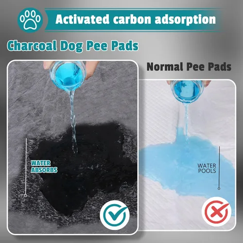 Vista 4 de Almohadillas de carbón para cachorros, carbón activado con control de olores XL de 28 x 34 pulgadas, a prueba de fugas, almohadillas desechables