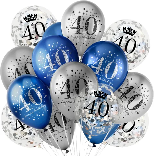 Vista 28 de 18 Piezas Globos de Decoraciones de Feliz Cumpleaños Azul Marino Plateado Globos de 100 Cumpleaños Decoración Feliz 100 Cumpleaños Confeti Globos