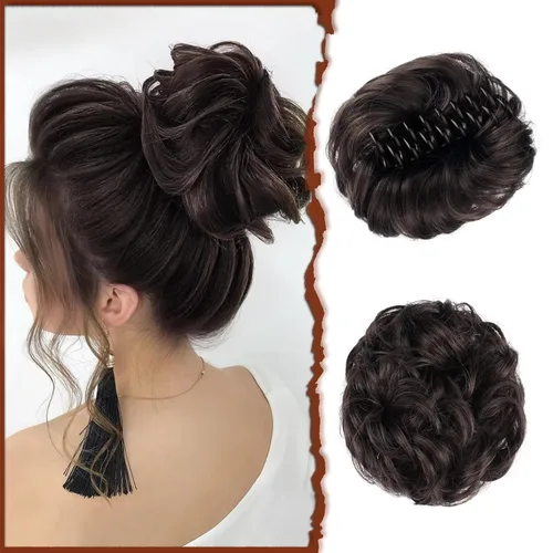 Vista 25 de SOFEIYAN Clip de Garra para Moño Despeinado Pieza de Cabello Ondulado Rizado Clip de Moño con Garra Chignon Coleta Postizos Extensiones de Cabello