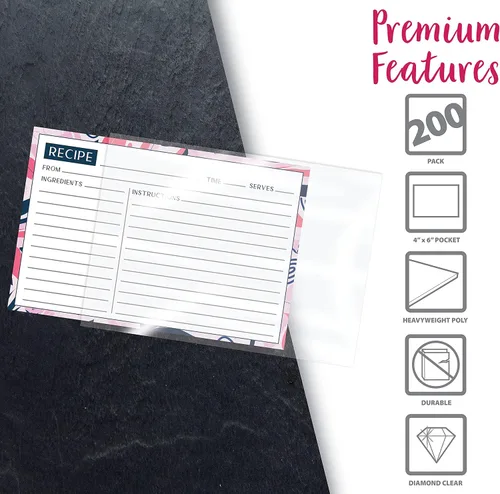 Vista 2 de Better Kitchen Products Fundas transparentes para tarjetas de recetas, 4 x 6 pulgadas, paquete de 200