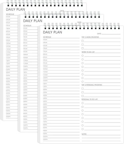 Vista 10 de Bloc de notas de lista de tareas pendientes, 3 piezas/juego, bloc de notas diario sin fecha, 52 hojas arrancables, bloc de planificación de 5.5" x