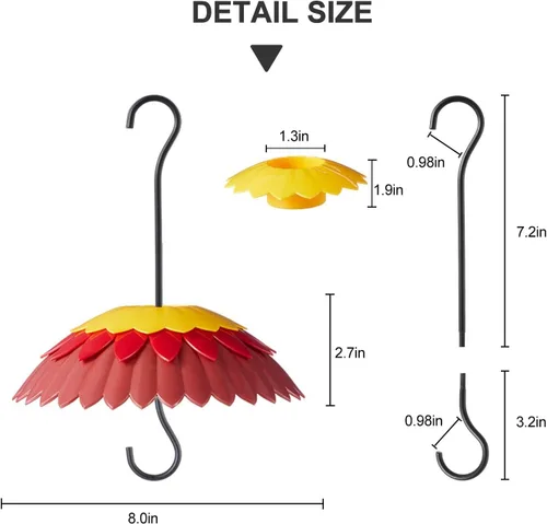 Vista 4 de Cubierta protectora para comedero de pájaros, cúpula skaithee de 8 pulgadas, deflector de comedero de pájaros para exteriores con gancho de pastor