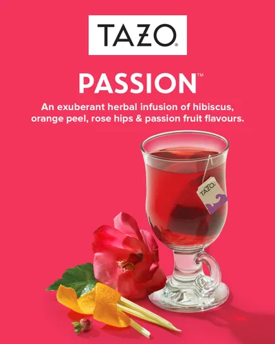 Vista 6 de TAZO Bolsas de té de hierbas Passion, calientes o heladas, sin cafeína, 20 bolsas de té en total