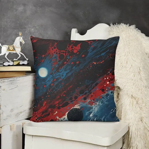 Fundas de cojín cuadradas suaves de mármol rojo, azul y negro de 12 x 12 pulgadas, elegante diseño de mármol de lujo para exteriores, fundas de