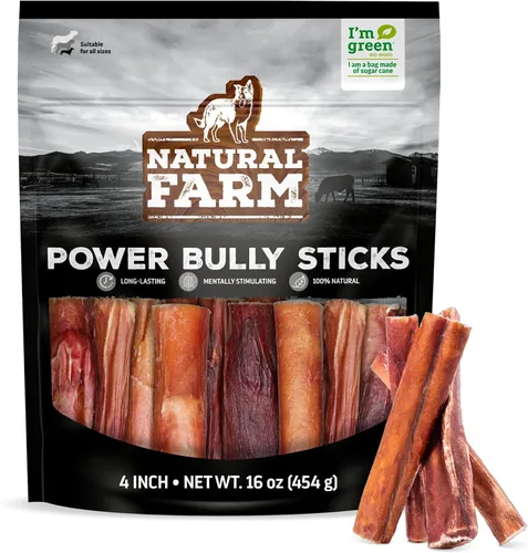 Vista 11 de Natural Farm Power Bully Sticks - Masticables para perros (6 pulgadas, paquete de 15), masticables 2 en 1: mejilla de res de alta calidad envuelta