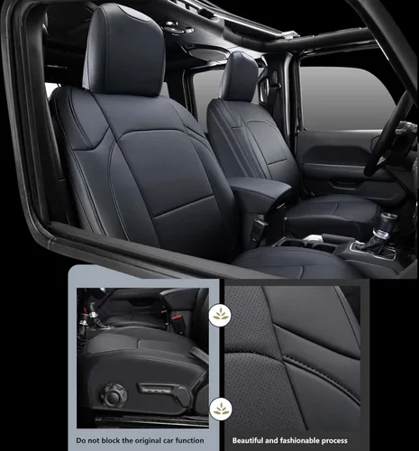 Vista 3 de Fundas de asiento personalizadas para Jeep Wrangler JK 2 puertas Sahara Rubicon Freedom Wheeler Willys Sport 2013 2014 2015 2016 2017 2018 piel