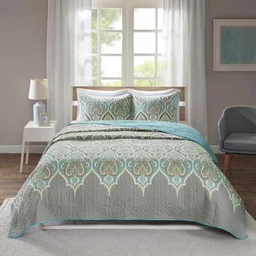 Vista 13 de Comfort Spaces Juego de Colcha - Cubierta de Verano con Diseño Paisley de Moda, Colcha Acogedora Ligera para Todas las Estaciones, Capa de Ropa