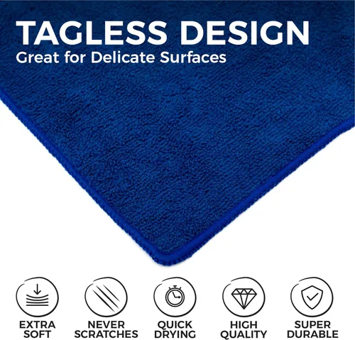 Vista 2 de (Paquete de 12) 16" x 16" toallas de limpieza de microfibra de grado comercial para usos múltiples, altamente absorbentes, sin pelusa, sin manchas