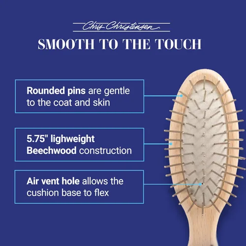 Vista 3 de Cepillo para perros Chris Christensen, 14.6 cm x 3.2 cm Little Wonder Pin Brush (20mm), Serie Original, Asea como un profesional, pines de acero