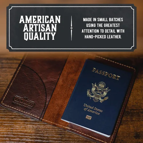 Vista 5 de Funda de cuero para pasaporte para hombre, fabricada en Estados Unidos, funda para notas de campo de 3.5 x 5.5 pulgadas, Mordedura de serpiente
