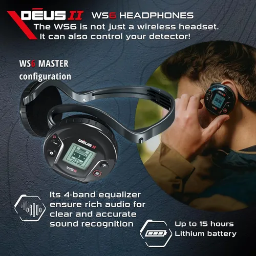 Vista 5 de XP Metal Detectors Deus II WS6 Master de 11 pulgadas, resistente a la intemperie y multifrecuencia, ideal para la caza del tesoro y reliquias