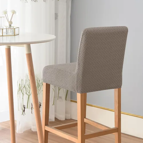 Vista 7 de Gollense Juego de 4 fundas para taburetes de bar con respaldo, fundas elásticas de jacquard para taburetes de bar, fundas de asiento lavables