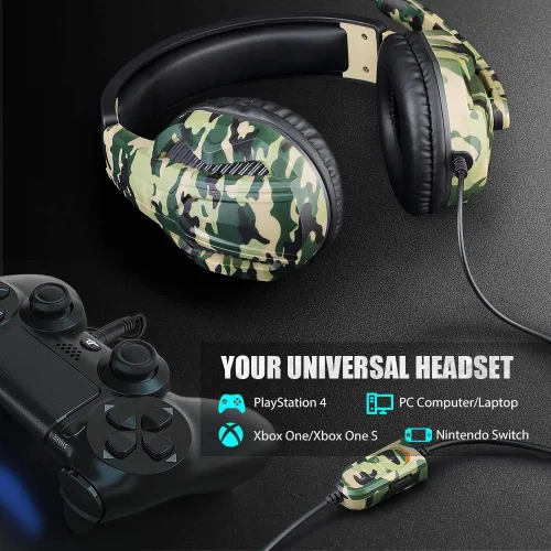 Vista 5 de Picozon Auriculares para juegos con micrófono, auriculares de enchufe de 0.138 in compatibles con PS5, PS4, PlayStation 45, computadora, laptop