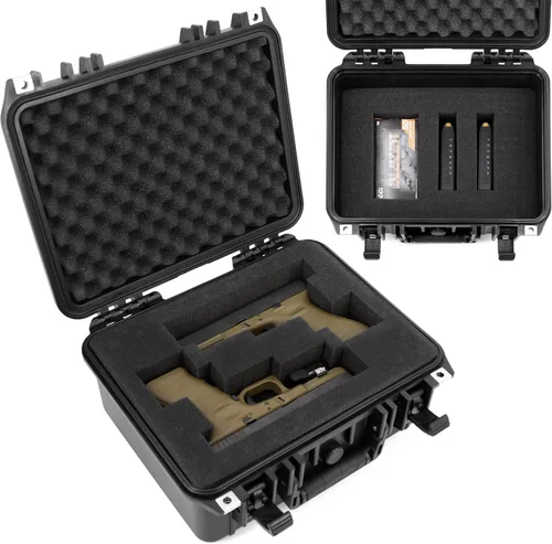 Vista 8 de CASEMATIX Two Gun Hard Case for 2 Handguns - TSA Approved Waterproof & Shockproof 2 Pistol Hard Case, Double Handgun Case with Accessory Storage for