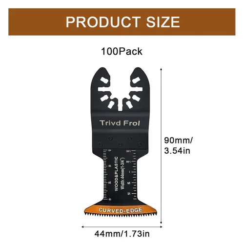 Vista 2 de Trivd Frol 100 hojas de herramientas oscilantes de borde curvo, hojas de sierra oscilantes universales profesionales, cuchillas multiherramienta