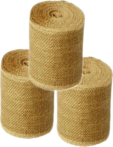 Vista 5 de AAYU Paquete de 3 cintas de arpillera de 90 pies en total 1 1/2 pulgadas x 10 yardas yute natural Total de 30 yardas