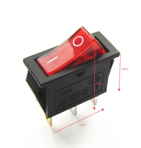 Vista 5 de 120927-24 Interruptor basculante de 120 voltios iluminado encendido apagado para chimeneas eléctricas FMI Desa 16A/250V/AC1HP 20A/125V/3/4HP