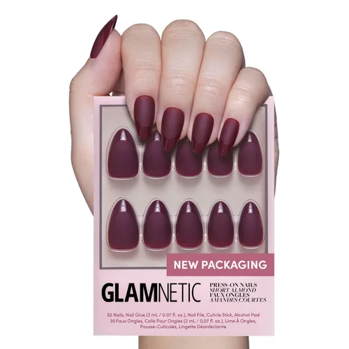 Vista 38 de Glamnetic - MaDamn Uñas postizas con punta francesa, cortas y puntiagudas en forma de almendra con acabado UV, uñas semitransparentes de calidad