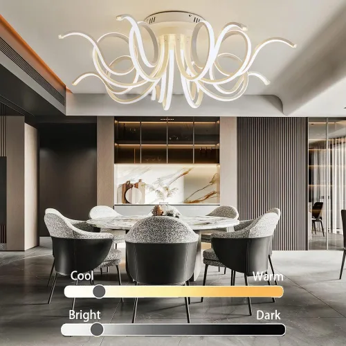 Vista 3 de Lámpara de techo LED moderna, lámparas de techo de 112 W, 8 luces de montaje empotrado, lámpara de techo moderna regulable de 34.6 pulgadas, lámpara