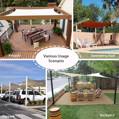Vista 6 de EAGLE PEAK Toldo rectangular de 8 x 12 pies, toldo con bloqueo UV para patio al aire libre, jardín, terraza (Terra)