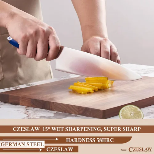Vista 8 de Juego de cuchillos, juego de cuchillos de cocina de 3 piezas - Razor Sharp Professional Japanese Chef Knife Set, forjado de acero alemán de alto