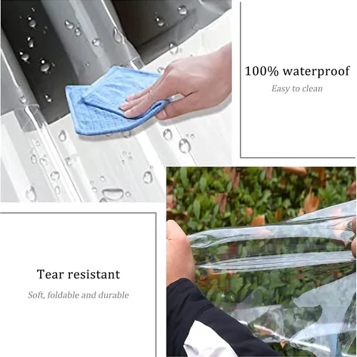 Vista 2 de Cortina para exteriores con cremallera, impermeable, transparente, glorieta de jardín, lona de PVC de 0.020 in, paneles laterales, para pérgola