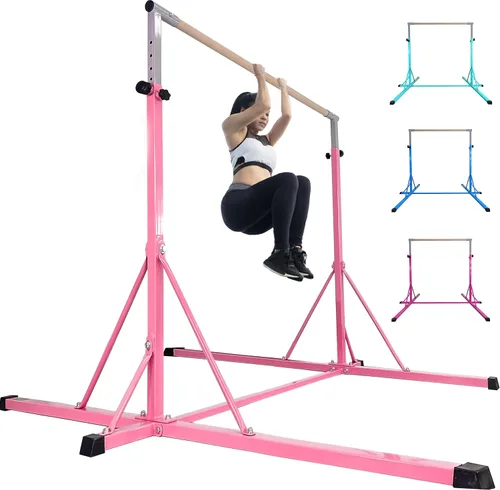 Vista 11 de Gymnastics Bar, 5'10” Base length 45" to 71" Adjustable Horizontal Bar for Serious Training, 500 LBS Capacity, Professional Home Gym Equipment with