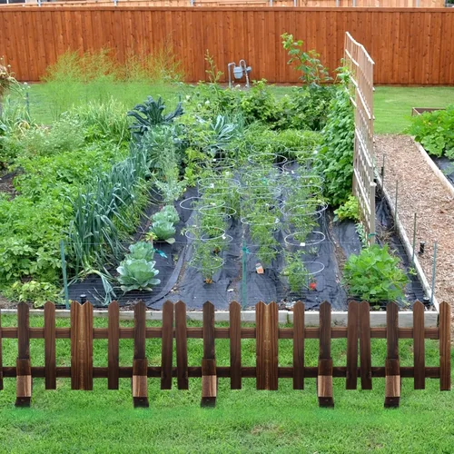 Vista 7 de Yardwe Bases de madera para valla de jardín, 2 piezas de soporte de valla de madera maciza para decoración de patio, 1 x 5 x 1.8 pulgadas