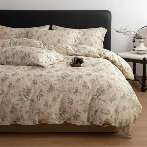 Vista 14 de HighBuy Funda de edredón floral de algodón, floral, coquette, fundas de edredón ligeras, suaves para niñas, juego de ropa de cama estilo jardín
