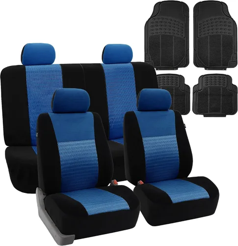 Vista 12 de FH Group Juego combinado: Trendy Elegance 3D Air Mesh Juego completo de fundas de asiento de coche, bolsa de aire y listo para dividir con Beige