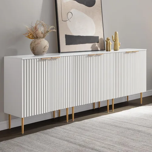 Vista 14 de SICOTAS Aparador Moderno de Entrada - Credenza de Buffet con Almacenamiento, Gabinete con 2 Puertas y Estantes Ajustables, Mesa de Acento para Barra