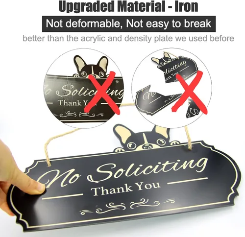 Vista 2 de Letrero de No Soliciting para la casa, divertido y rústico con texto en inglés "No Soliciting", letreros para patio al aire libre para decoración