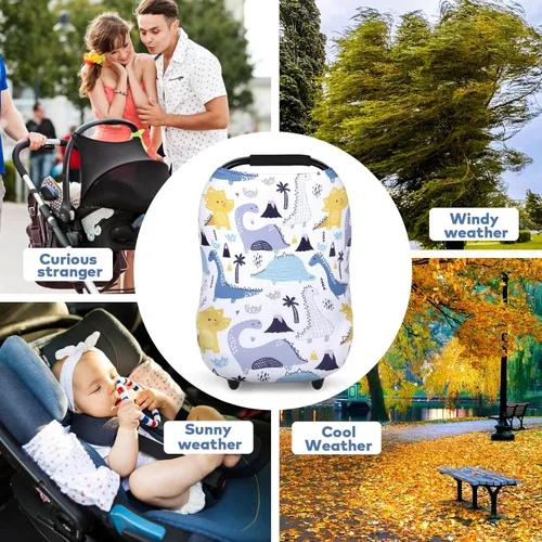 Vista 7 de Rquite Funda para Asiento de Coche Todo en Uno para Bebé, Fundas para Asiento de Coche para Niña y Niño, Funda Elástica y Suave para Asiento