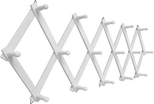 Vista 13 de SCUNDA Perchero de pared con 10 ganchos, perchero expandible de pared de madera para abrigos, sombreros, gorras de béisbol, taza de café, joyas Negro