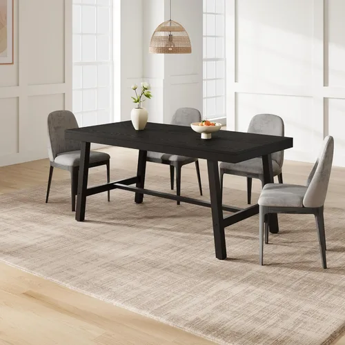 Vista 4 de GarveeHome Mesa de Comedor Industrial para 4-6 Personas, Mesa de Cocina de Madera de 63" de Largo con Marco de Metal Resistente y Acabado Negro