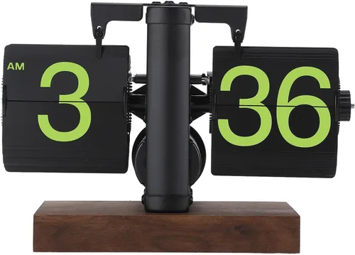 Vista 9 de FOSA Reloj de escritorio abatible, reloj de mesa retro vintage, reloj de mesa de escritorio digital con números grandes, base de madera para sala