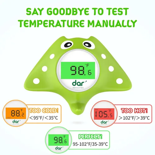 Vista 3 de Termómetro de baño para bebé, termómetro digital de temperatura del agua con retroiluminación de 3 colores y advertencia de temperatura, termómetros