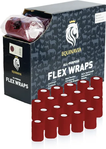 Vista 14 de Equinavia Paquete de 20 envolturas autoadhesivas para veterinarios de 4 pulgadas con estuche de fácil dispensación Vendajes para caballos, Negro