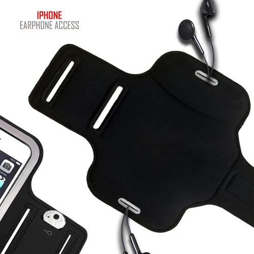 Vista 4 de RevereSport Brazalete para correr para iPhone SE 2020 / SE 2022 con acceso de identificación de huellas dactilares. Soporte para brazo de teléfono