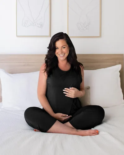 Vista 5 de Kindred Bravely - Pijamas con dobladillo de tulipán de maternidad y lactancia Conjunto de pijama de enfermería