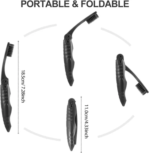 Vista 3 de Boao Paquete de 8 cepillos de dientes de viaje, cepillos de carbón plegables envueltos individualmente con cerdas medias suaves, herramientas