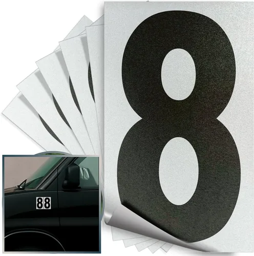 Vista 107 de iSYFIX Calcomanías de vinilo negro número 0 (Zero) – Paquete de 6 calcomanías de 1.5 pulgadas – Calcomanías de alta calidad, fondo reflectante