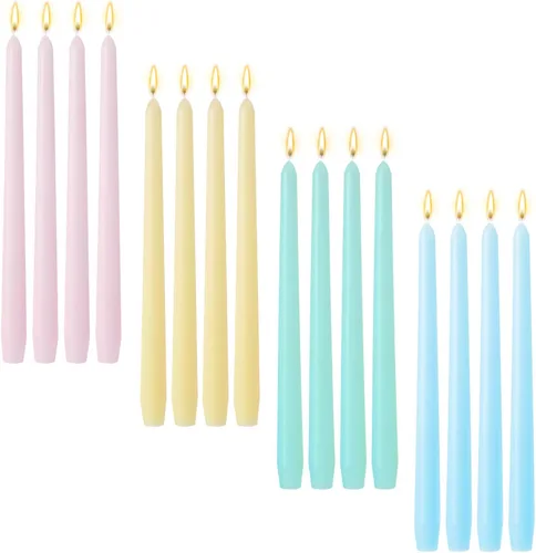 Vista 16 de MTLEE 16 velas cónicas de 10 pulgadas para el día de San Valentín, a granel, sin humo, sin perfume, cera de parafina con mecha de algodón para cena