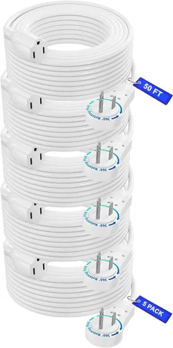 Vista 24 de Maximm Cable de extensión de enchufe plano giratorio de 360°, cable de extensión de 3 clavijas, cable de alimentación de 16 Awg, color negro