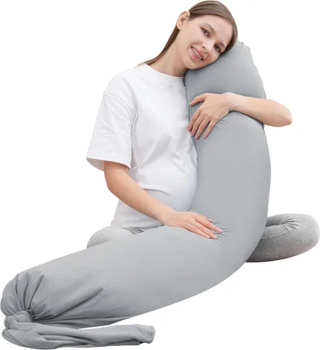 Vista 11 de MOON PARK - Almohada de embarazo con funda de enfriamiento increíblemente suave y lisa en forma de I, almohada de maternidad de cuerpo completo