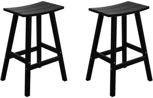 Vista 7 de Costaelm Juego de 2 taburetes de bar para todo tipo de clima, 29 pulgadas de altura, taburetes de bar Adirondack de polietileno para patio, terraza