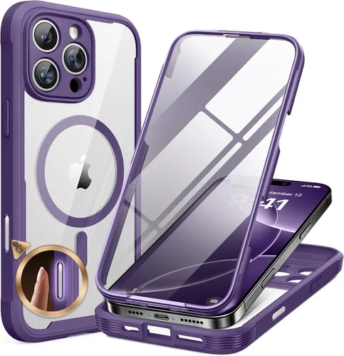 Vista 224 de Miracase Glass Series - Funda para iPhone 11 de 6.1 pulgadas, funda resistente de cuerpo completo mejorado con protector de pantalla de vidrio Negro
