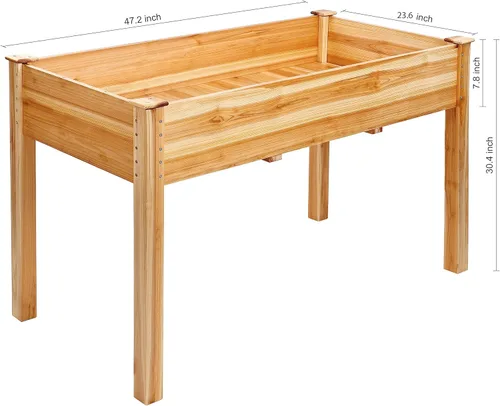 Vista 5 de Elevon Cama de jardín elevada de 48 x 24 x 30 pulgadas, soporte de madera elevada para patio trasero, patio, balcón con forro de cama, capacidad