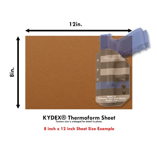 Vista 246 de Hoja de Termoformado Kydex - (Textura P1) - (Espesor de 0,15 cm) - (20,3 cm x 20,3 cm) - (Gris Barco) - (2 Hojas) - Para Hacer Fundas DIY, Armadura