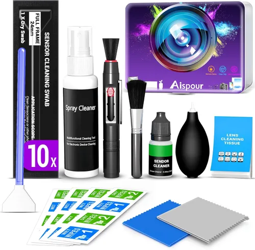 Vista 7 de Kit de limpieza de lentes de cámara Aispour, Kit de limpieza de cámara 10-en-1, Limpiador de lentes de cámara y accesorios de cámara, incluye kit
